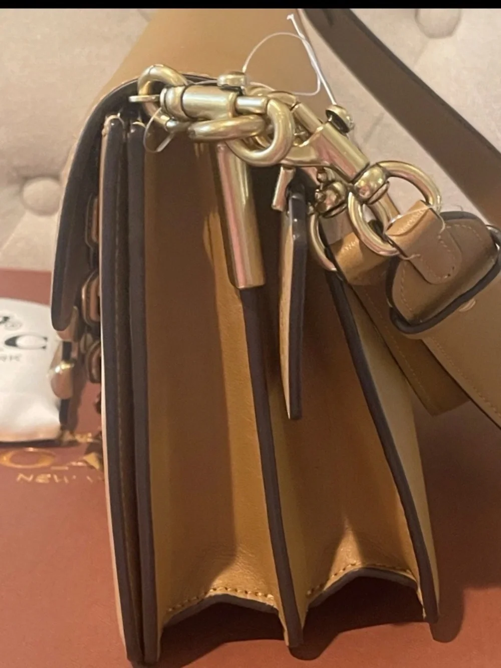 Coach Chain Tabby Honey Brown Leather With Brass Hardware Shoulder Bag CY919 NWT